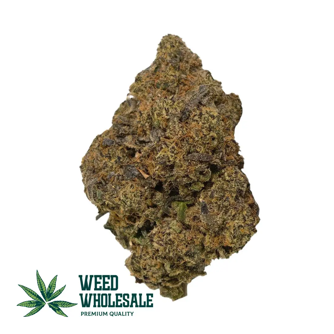 Cherry Cola AAAA bud with purple undertones, frosty crystal trichomes, amber hairs, and dense sticky craft flower structure