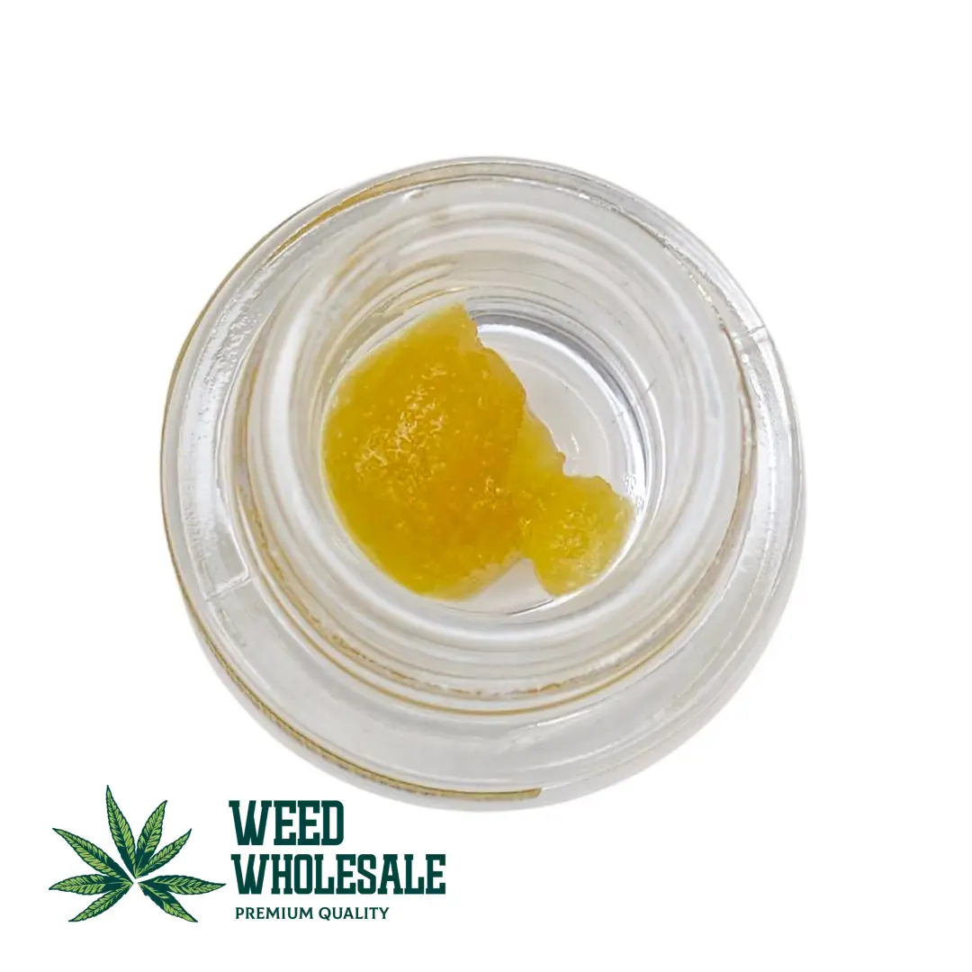An clear jar with Live Resin – 1G cannabis concentrate